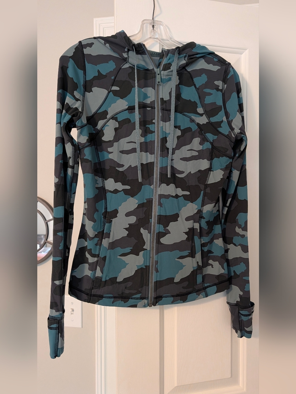 lululemon athletica Teal & Gray Camo Zip Hoodie
